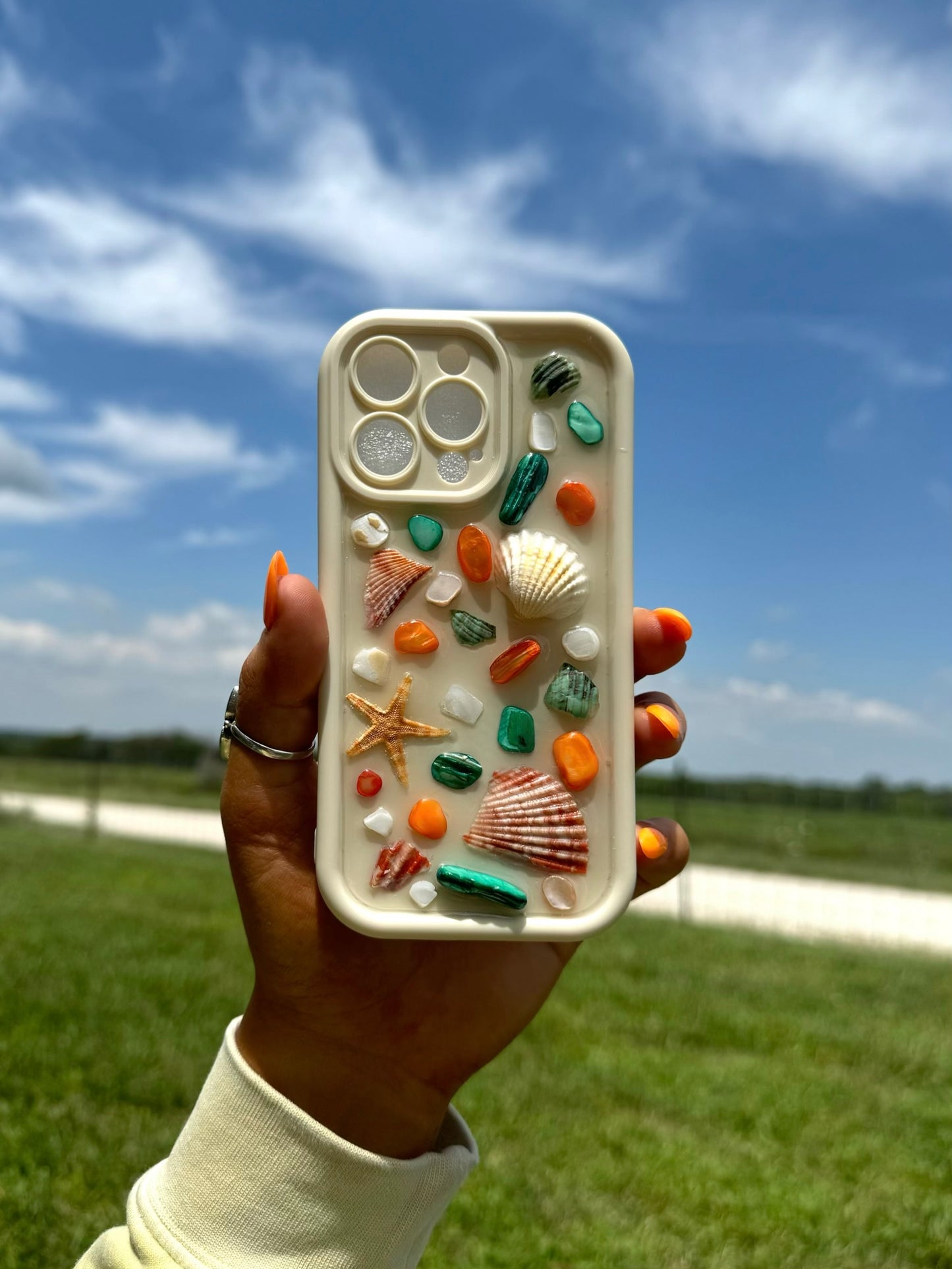 The "Sarah" Orange and Emerald Coastal Phone Case