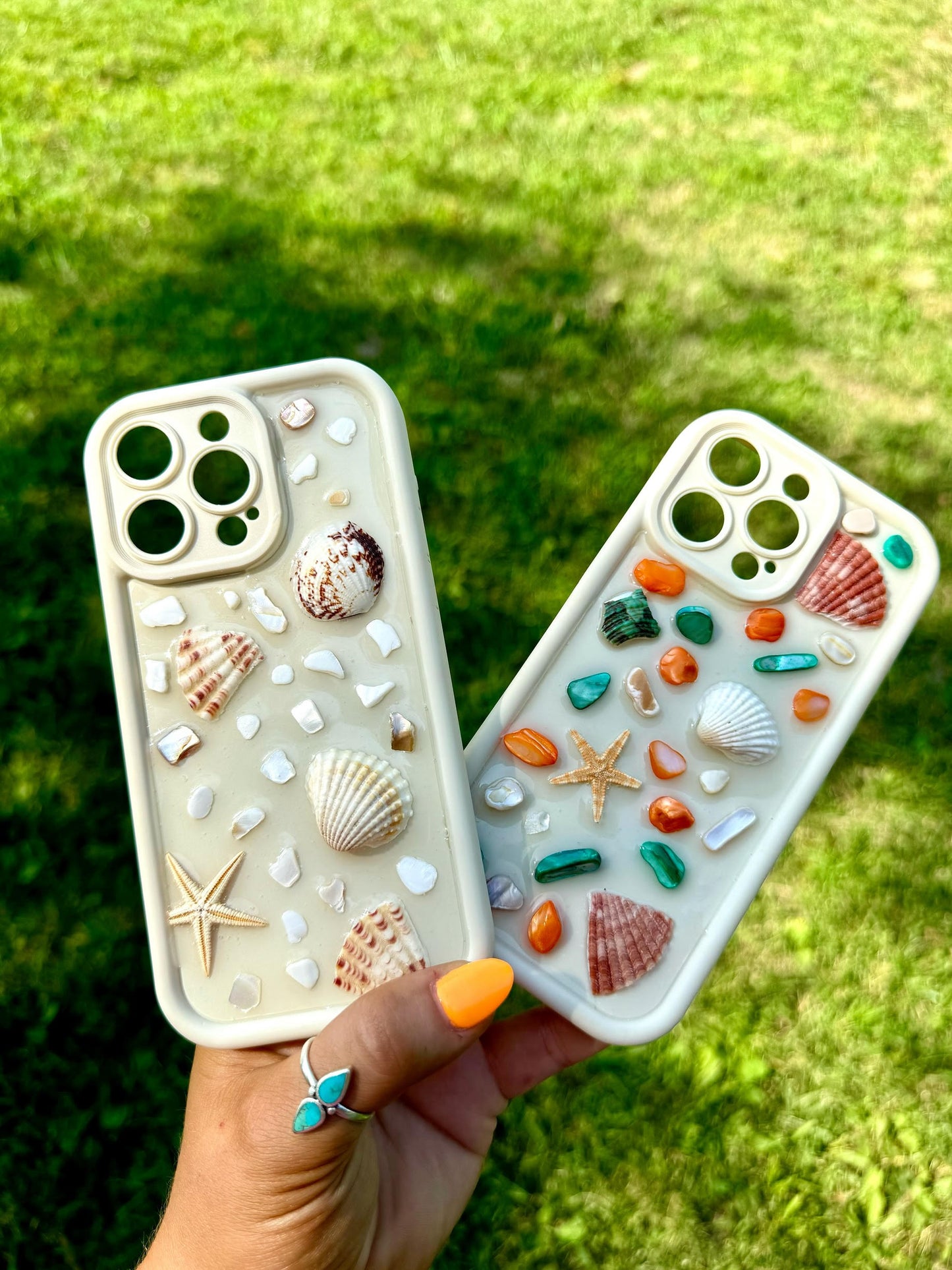 The "Sarah" Orange and Emerald Coastal Phone Case